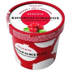 Биомороженое Десант здоровья Актив+ клюква + лен + коллаген ванильное 45 г бумажный стаканчик