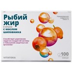 Рыбий жир, Vitateka (Витатека) капсулы 0.37 г 100 шт с маслом шиповника