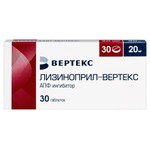 Лизиноприл-Вертекс, таблетки 20 мг 30 шт