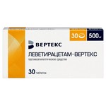 Леветирацетам-Вертекс, таблетки покрытые оболочкой пленочной 500 мг 30 шт