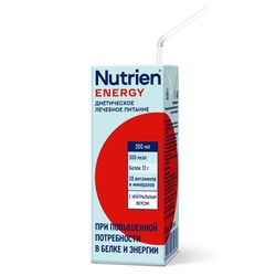 Смесь для энтерального питания жидкая Nutrien Энергия готовый к употреблению стерилизованный 200 мл нейтральный вкус тетрапак