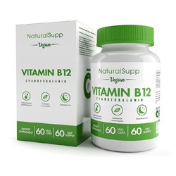 Витамин В12 (Цианокобаламин) NaturalSupp Веган комплексная пищевая добавка 60 шт. капс. 9 мкг