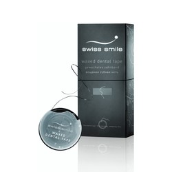 Зубная лента Swiss Smile Базель вощеная с мятным вкусом 70 м 1 шт. черная