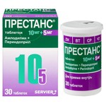 Престанс, таблетки 10 мг+5 мг 30 шт (амлодипин 10 мг + периндоприл 5 мг)