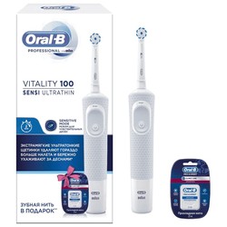 Набор oral-b Виталити 100 Сенси Ультра син электрическая тип 3710 + нить зубная Про-Эксперт Клиник Лайн 25м