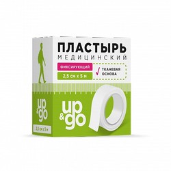 Пластырь медицинский фиксирующий UP&GO на тканевой основе р. 2.5смх500см 1 шт.