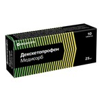 Декскетопрофен Медисорб, таблетки покрытые оболочкой пленочной 25 мг 10 шт
