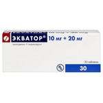 Экватор, таблетки 10 мг+20 мг 30 шт (амлодипин 10 мг + лизиноприл 20 мг)