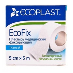 Пластырь медицинский фиксирующий Ecoplast Экофикс тканевый р. 5смх5м