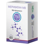 Мерифатин МВ, таблетки с пролонгированным высвобождением 750 мг 60 шт