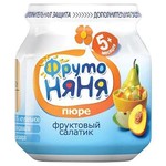 Пюре, Фрутоняня 100 г фруктовый салатик яблоко груша персики с 5 мес