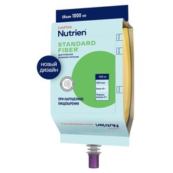 Смесь для энтерального питания жидкая Nutrien Стандарт с пищевыми волокнами готовый к употреблению стерилизованный 1000 мл нейтральный вкус гуалапак