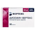 Диосмин-ВЕРТЕКС, таблетки покрытые пленочной оболочкой 600 мг 30 шт
