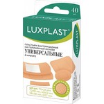 Лейкопластырь бактерицидный, Luxplast (Люкспласт) 40 шт универсальный на полимерной основе набор 5 форм и размеров (19ммх72мм 16 шт + 12ммх40 мм 10 шт + 38ммх38мм 4 шт + 25ммх72мм 4 шт + d=22 мм 6 шт) телесный