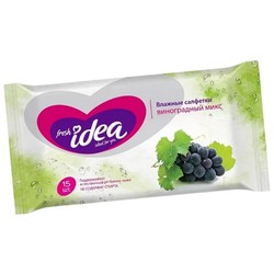 Салфетки влажные универсальные Fresh idea Виноградный микс 15 шт.