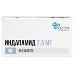 Индапамид, таблетки покрытые пленочной оболочкой 2.5 мг 30 шт