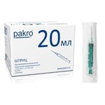 Шприц одноразовый, Pakro (Пакро) 20 мл р. 0.8ммх40мм 21Gх1 1/2