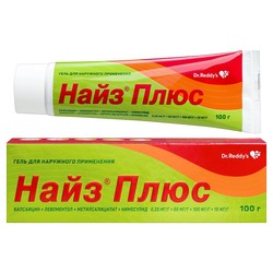 Найз Плюс гель д/наружн. прим. 0.25 мг/г+50 мг/г+100 мг/г+10 мг/г 100 г 1 шт.