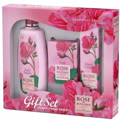 Набор подарочный Rose of Bulgaria №2 натуральная розовая вода + мыло с частицами лепестков роз + крем для рук 230 мл + 100 г + 75 мл