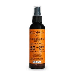 Спрей солнцезащитный для лица и тела Кора солнцезащитный SPF 50 150 мл