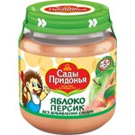 Пюре, Сады Придонья 120 г яблоко персик без сахара с 5 мес банка