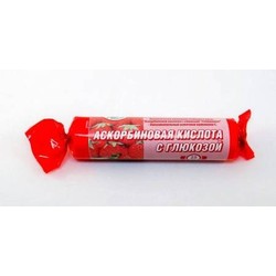 Аскорбиновая кислота + глюкоза Гленвитол 10 шт. табл. жев. 25 мг / 3 г клубника