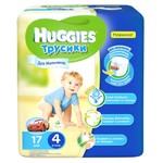 Подгузники-трусики для мальчиков, Huggies (Хаггис) 9-14 кг р. 4 17 шт