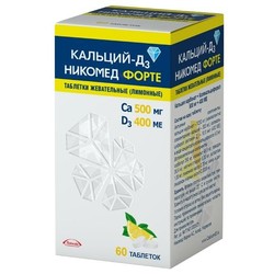 Кальций-Д3 Никомед форте табл. жев. 500 мг+400 МЕ 30 шт. лимон