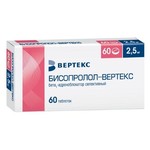 Бисопролол-Вертекс, таблетки покрытые пленочной оболочкой 2.5 мг 60 шт