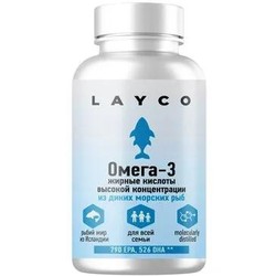 Омега-3 жирные кислоты высокой концентрации Layco (суточная доза 2 капсулы = ПНЖК 1318 мг - ЭПК 790 мг и 526 ДГК) 60 шт. капс. 660 мг (396 мг+264 мг) / 1620 мг