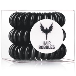 Резинка для волос 3 шт. Hair Bobbles черная силиконовая в форме спирали