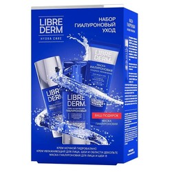 Набор подарочный Librederm Гиалуроновый уход крем гиалуроновый ночной гидробаланс + крем для лица шеи и области декольте гиалуроновый  + маска гиалуроновая каскадное увлажнение 50 мл + 50 мл + 75 мл