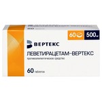 Леветирацетам-Вертекс, таблетки покрытые оболочкой пленочной 500 мг 60 шт