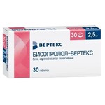 Бисопролол-Вертекс, таблетки покрытые пленочной оболочкой 2.5 мг 30 шт