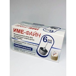 Иглы медицинские инъекционные одноразовые IME-Fine для инсулиновых шприц-ручек универсальные р. 0.26ммх6мм 31G 100 шт.