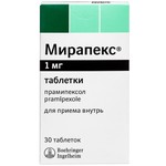 Мирапекс, таблетки 1 мг 30 шт