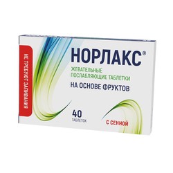 Норлакс GreenSide БАД жевательные послабляющие таблетки на основе фруктов с сенной 40 шт. табл. 500 мг