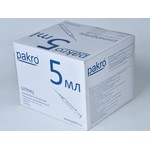Шприц одноразовый, Pakro (Пакро) 5 мл р. 0.7ммх40мм 22Gх1 1/2