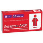 Лозартан-АКОС, таблетки покрытые пленочной оболочкой 25 мг 30 шт