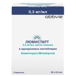 Люмистарт, капли глазные 0.3 мг/мл 0.4 мл 30 шт контейнер