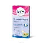 Восковые полоски для депиляции, Veet (Вит) 12 шт для чувствительной кожи