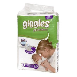Подгузники детские Giggles Премиум эко ньюборн 56 шт.