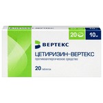 Цетиризин-Вертекс, таблетки покрытые пленочной оболочкой 10 мг 20 шт