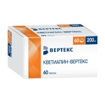 Кветиапин-Вертекс, таблетки покрытые пленочной оболочкой 200 мг 60 шт