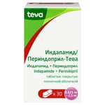 Индапамид/Периндоприл-Тева, таблетки покрытые пленочной оболочкой 0.625 мг+2.5 мг 30 шт контейнер