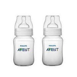Бутылочка для кормления 2 шт. Avent соска с медленным потоком с 1 мес с антиколиковым клапаном 260 мл SCF813/27