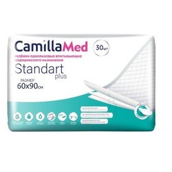 Пеленки впитывающие медицинские одноразовые CamillaMed стандарт плюс р. 60 см х 90 см 30 шт.