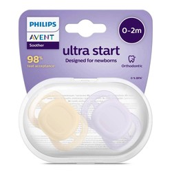 Соска-пустышка силиконовая 2 шт. Philips Avent ортодонтическая ультра старт для новорожденных 0-2 мес с футляром