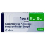 Энап-H, таблетки 25 мг+10 мг 20 шт