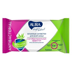Салфетки влажные Aura Тропик коктейль с антибактериальным эффектом 15 шт.